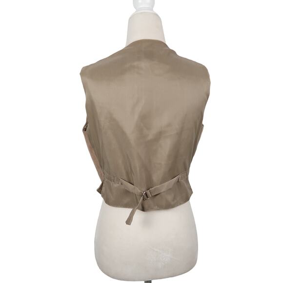 Vintage 70s Sears Jr Bazaar taupe tan suede leather vest M - Picture 4 of 5